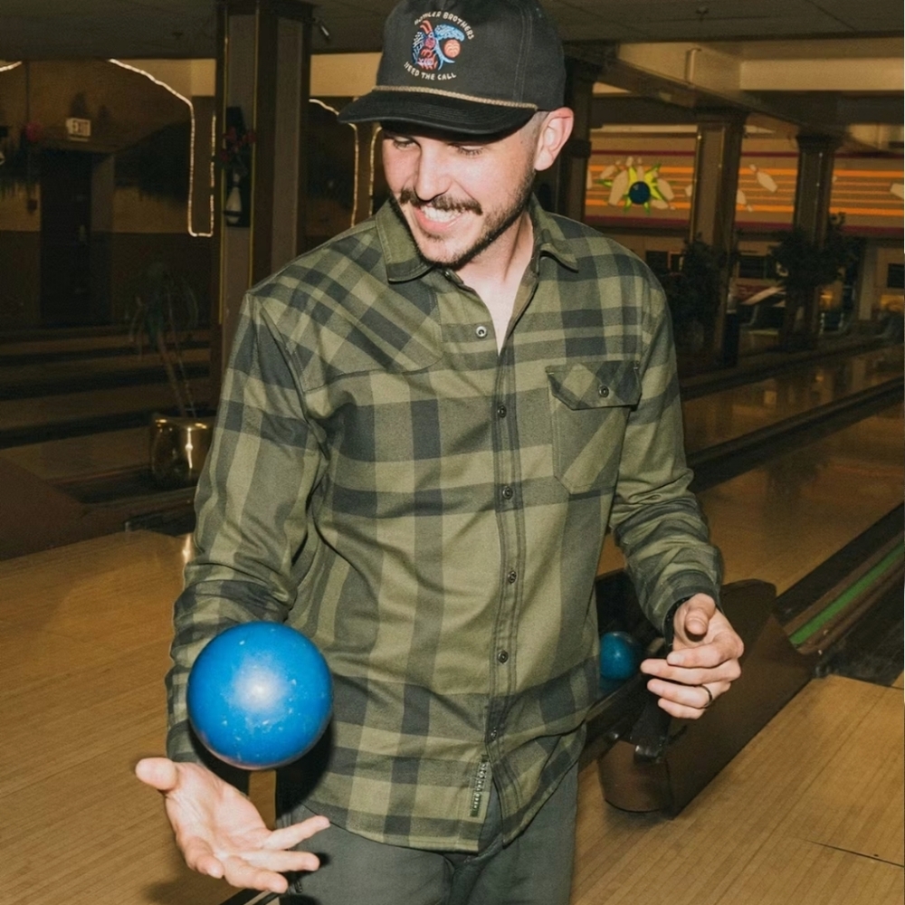 Howler Brothers Harker Flannel Shirt Mega Plaid‎ Dark Olive Green Men's Small